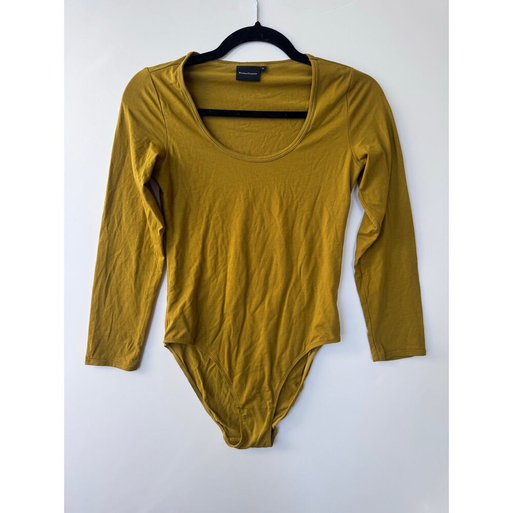 Richer poorer bodysuit moss green ochre yellow medium easy comfy hipster